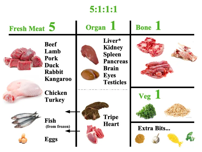 80/10/10 raw dog food ratio
