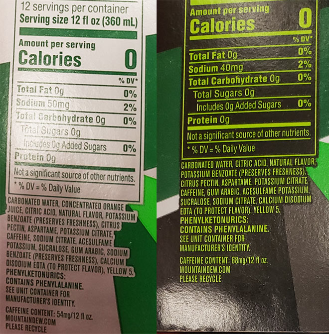 How Much Sugar Is In A Diet Mountain Dew